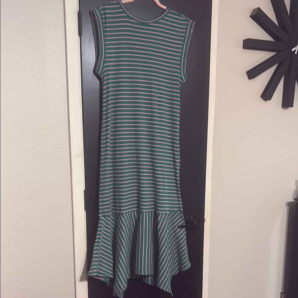 Anthropologie Green and Pink Sleeveless Dress, size xl